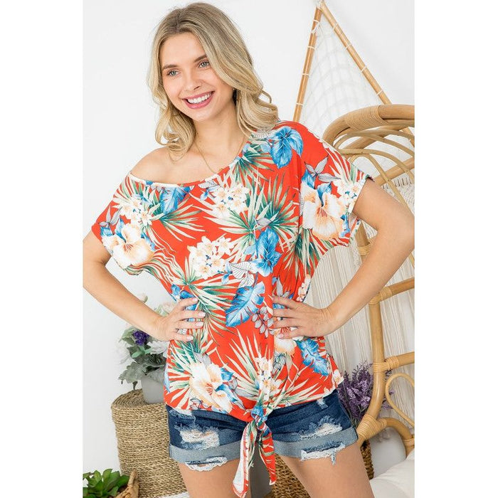 TROPICAL ONESHOULDER TOP