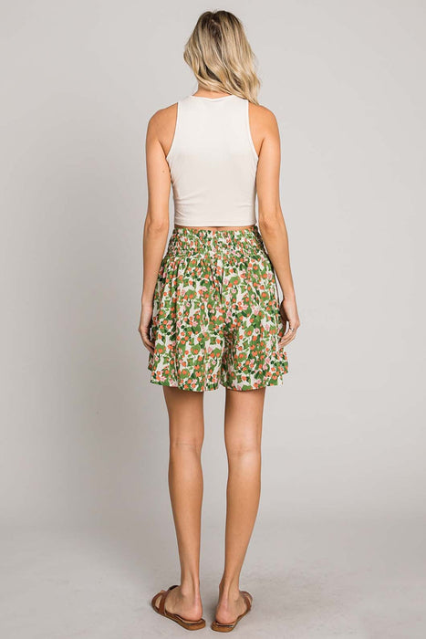 Floral Printed Smocked Waist Skort