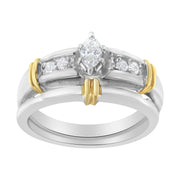 Bids.com 14K Yellow and White Gold 1/3 Cttw Marquise Diamond Cocktail Engagement Ring Set (H-I Color, SI1-SI2 Clarity) - Size 7 Rings