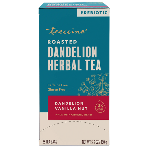 Teeccino Dandelion Vanilla Nut Roasted Herbal Tea Herbal Tea Dark Cyan 25 tea bags