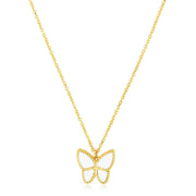 Bids.com 14k Yellow Gold High Polish Butterfly Peral Paste Necklace Necklaces