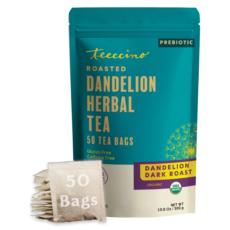 Teeccino Dandelion Dark Roast Roasted Herbal Tea Herbal Tea Black 50 tagless eco-friendly tea bags