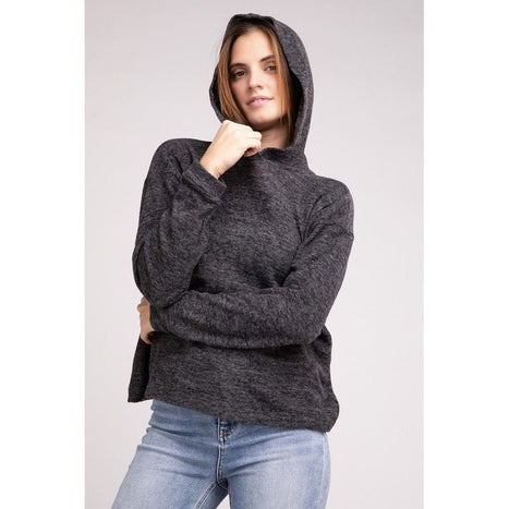 Hooded Brushed Melange Hacci Sweater