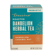 Teeccino Dandelion Caramel Nut Roasted Herbal Tea Herbal Tea Dark Cyan 25 tea bags,10 tea bags,50ct loose tagless tea bags