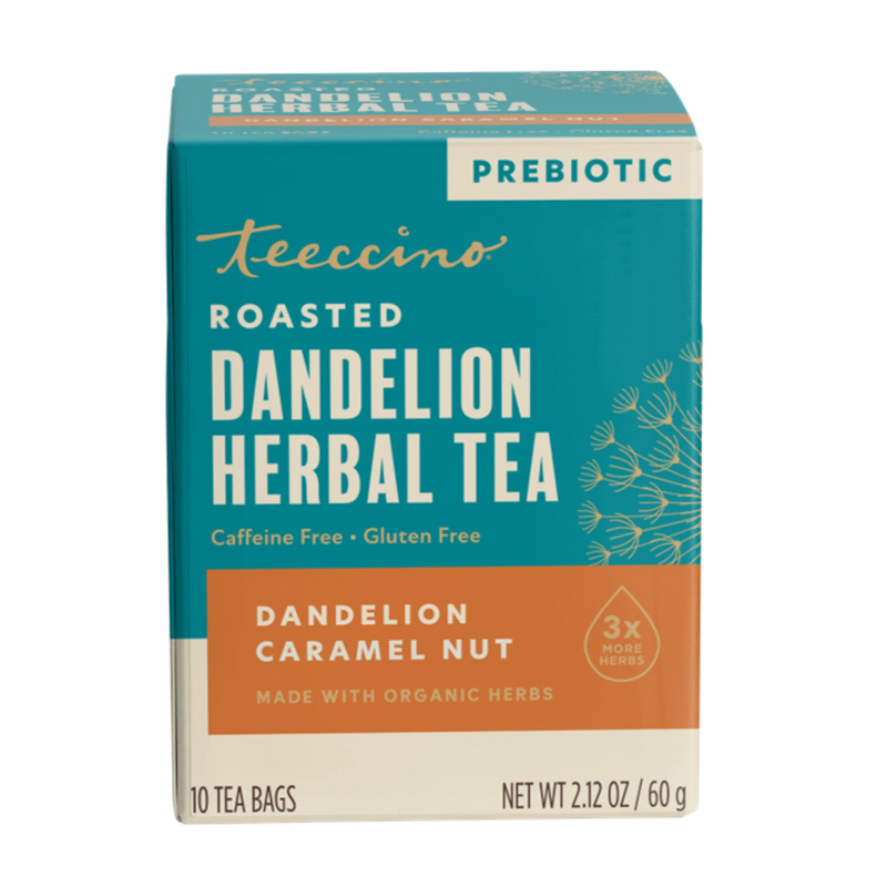 Teeccino Dandelion Caramel Nut Roasted Herbal Tea Herbal Tea Dark Cyan 25 tea bags,10 tea bags,50ct loose tagless tea bags