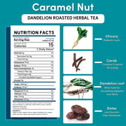 Teeccino Dandelion Caramel Nut Roasted Herbal Tea Herbal Tea Dark Cyan 25 tea bags,10 tea bags,50ct loose tagless tea bags