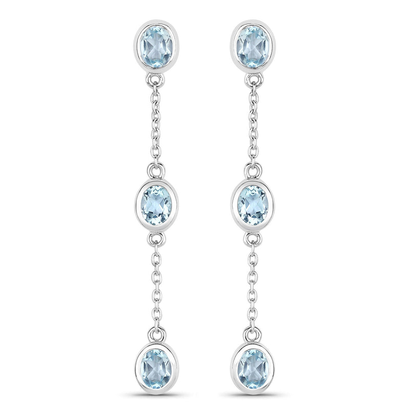 Bids.com 2.16 Carat Genuine Blue Topaz .925 Sterling Silver Earrings Earrings