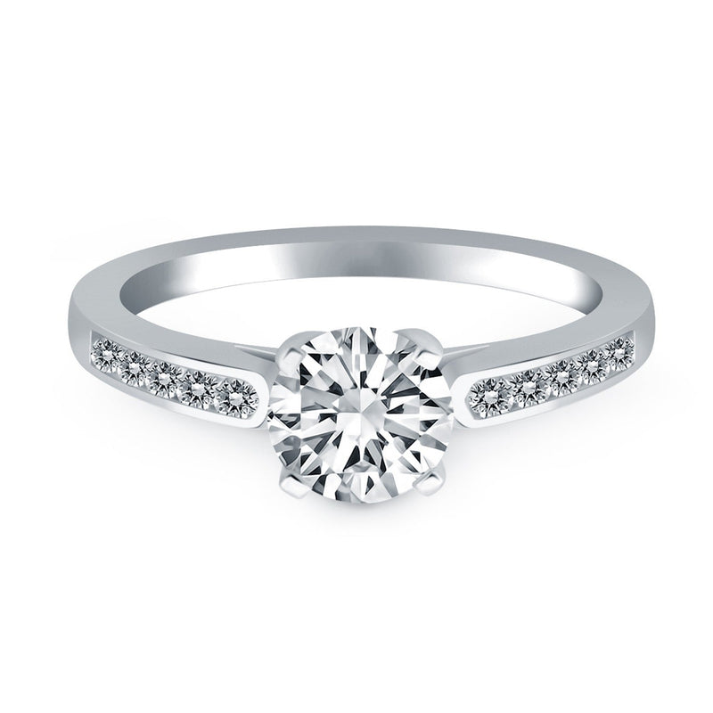 Bids.com 14k White Gold Diamond Channel Cathedral Engagement Ring Rings