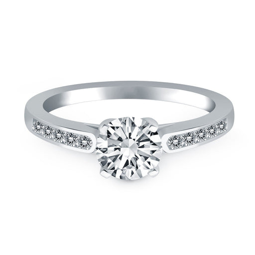 Bids.com 14k White Gold Diamond Channel Cathedral Engagement Ring Rings