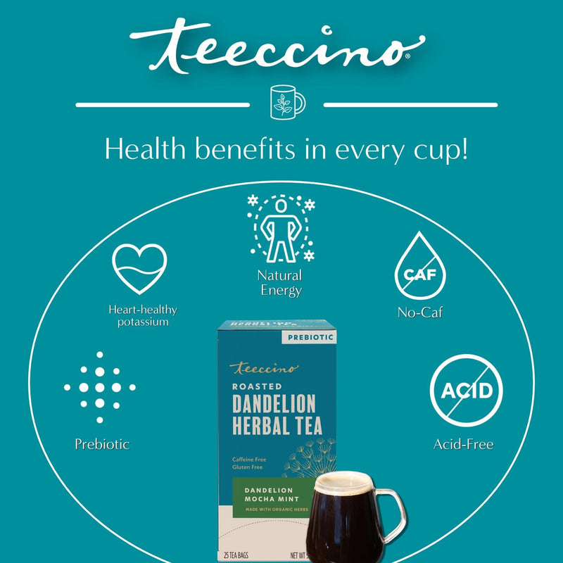 Teeccino Dandelion Mocha Mint Roasted Herbal Tea Herbal Tea