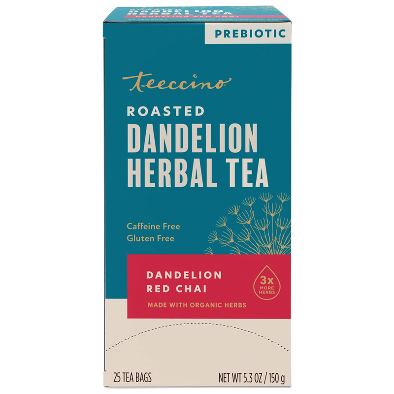 Teeccino Dandelion Red Chai Roasted Herbal Tea Herbal Tea Dark Cyan 25 tea bags
