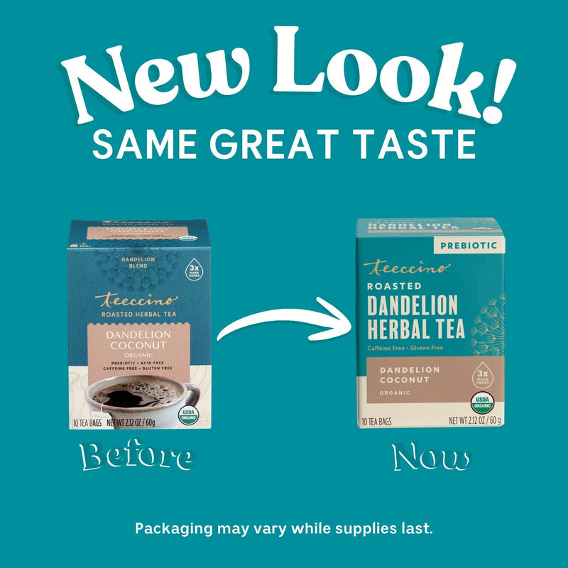 Teeccino Dandelion Coconut Roasted Herbal Tea Herbal Tea