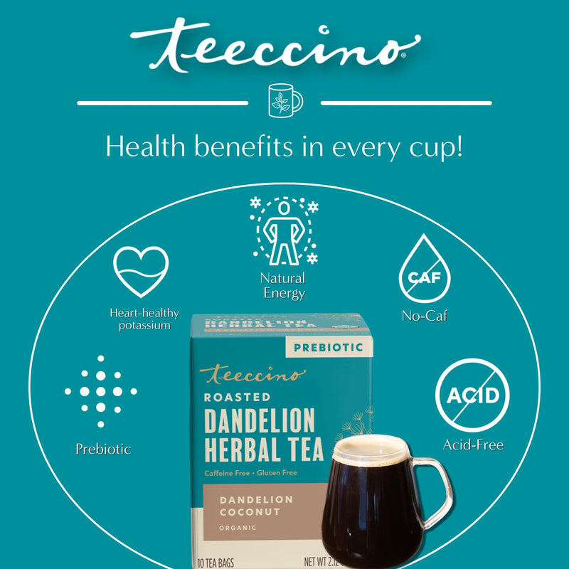 Teeccino Dandelion Coconut Roasted Herbal Tea Herbal Tea