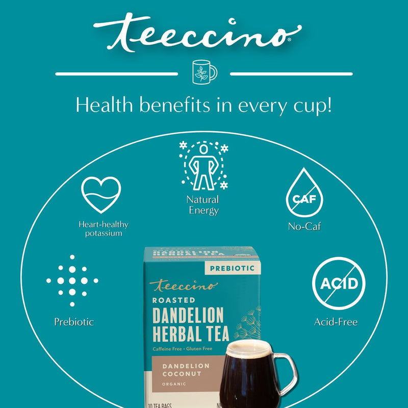 Teeccino Dandelion Coconut Roasted Herbal Tea Herbal Tea