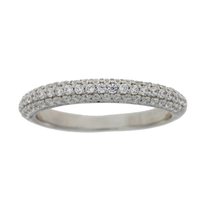 Bids.com Cubic Zirconium Wedding Band Ring Sterling Silver Rings