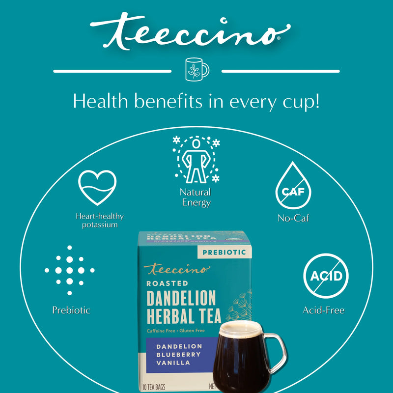 Teeccino Dandelion Blueberry Vanilla Roasted Herbal Tea Herbal Tea