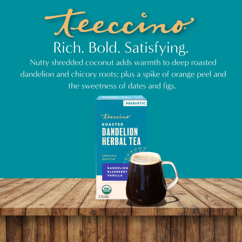 Teeccino Dandelion Blueberry Vanilla Roasted Herbal Tea Herbal Tea