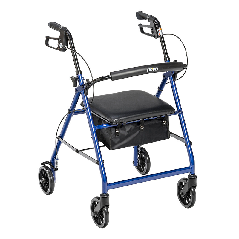 Drive Medical Drive Medical Walker Rollator With 6" Wheels, Fold Up Removable Back Support And Padded Seat, Blue Walkers