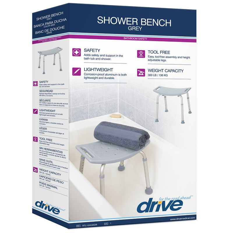 Drive Medical Drive Medical Bathroom Safety Shower Tub Bench Chair, Gray Chairs
