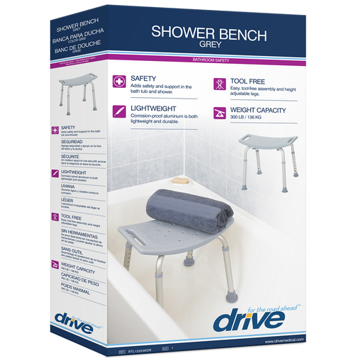 Drive Medical Drive Medical Bathroom Safety Shower Tub Bench Chair, Gray Chairs