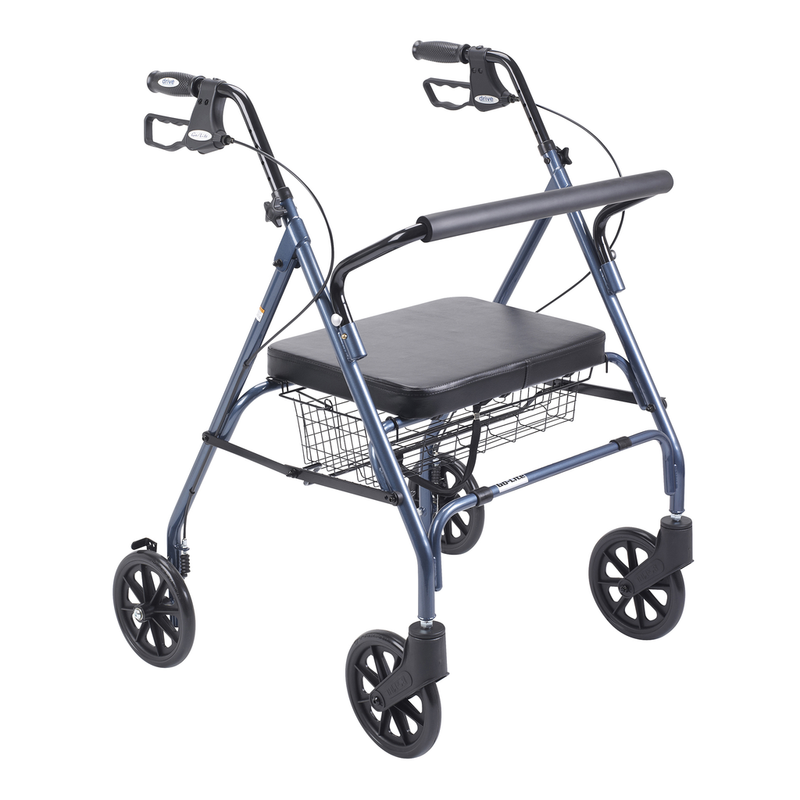 Drive Medical Drive Medical Heavy Duty Bariatric Blue Rollator Walker With Large Padded Seat Walkers