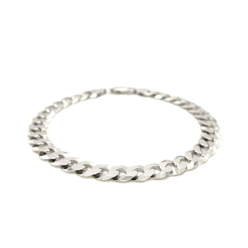 Bids.com Rhodium Plated 7.9mm Sterling Silver Curb Style Bracelet Bracelets