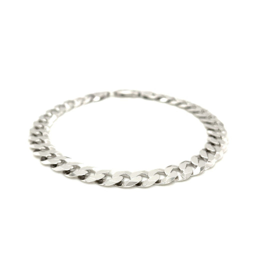 Bids.com Rhodium Plated 7.9mm Sterling Silver Curb Style Bracelet Bracelets