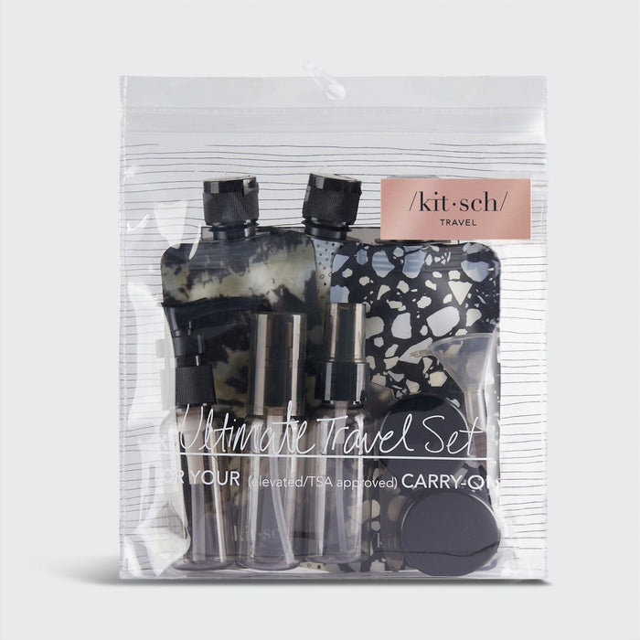 Kitsch - Travel Bottles For Toiletries 11 Pack - Black & Ivory