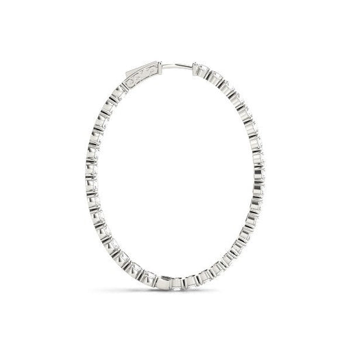 Bids.com Oval Shape Two Sided Diamond Hoop Earrings in 14k White Gold (2 cttw) Earrings