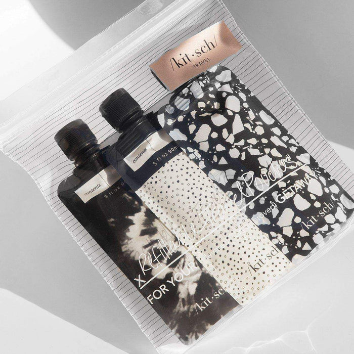 Kitsch - Travel Bottles For Toiletries 3 Pack - Black & Ivory