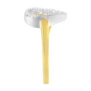 Bids.com 10K Two-Toned Gold Diamond Heart Shape Cluster Ring (1/6 Cttw, H-I Color, I1-I2 Clarity) - Size 6 Rings