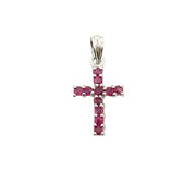 Bids.com .21ct Ruby Cross Religious Pendant 10KT White Gold Pendants