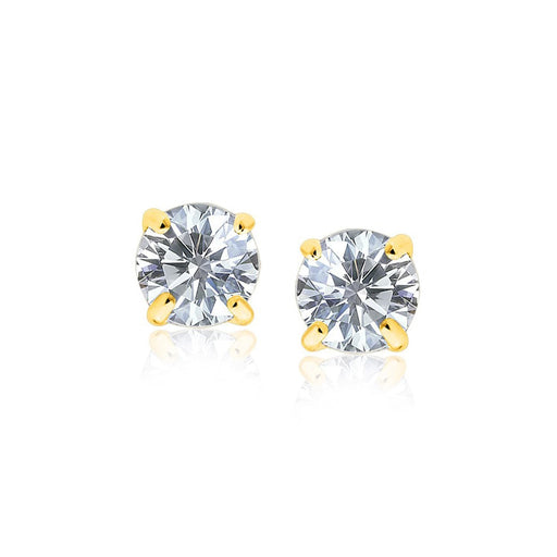 Bids.com 14k Yellow Gold Stud Earrings with White Hue Faceted Cubic Zirconia Earrings