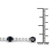 Bids.com 6.21 Carat Genuine Blue Sapphire and White Zircon .925 Sterling Silver Bracelet Bracelets