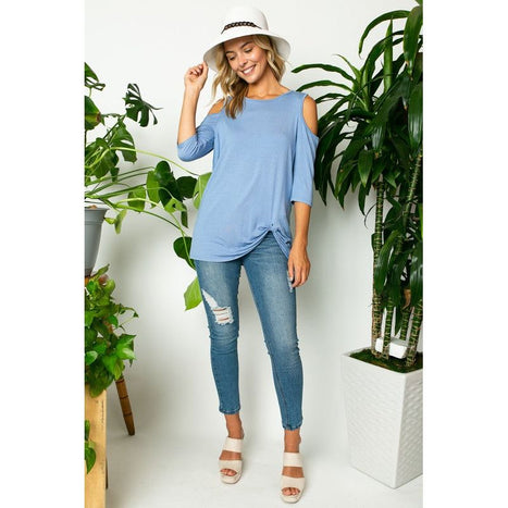 SOLID COLD SHOULDER TOP