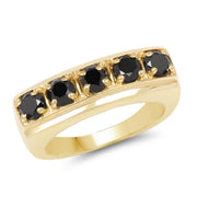 Bids.com 14K Yellow Gold Plated 1.25 Carat Genuine Black Diamond .925 Sterling Silver Ring Rings