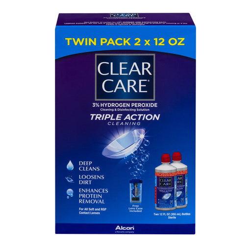 Clear Care Clear Care Triple Action Cleaning & Disinfectant Solution Twin Pack, 12 Fl Oz Contact Lens Solution