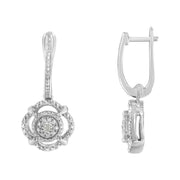 Bids.com .925 Sterling Silver Miracle-Set Diamond Accent Drop and Dangle Earrings (I-J Color, I3 Clarity) Earrings