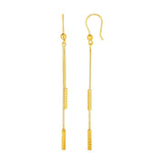Bids.com Textured Bar Long Drop Earrings in 14k Yellow Gold Earrings