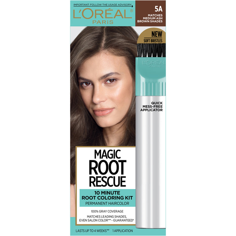 L'Oreal Paris Magic L'Oreal Paris Magic Root Rescue Permanent Haircolor Kit, Medium Ash Brown 5A, Gray Coverage Hair Color White Smoke