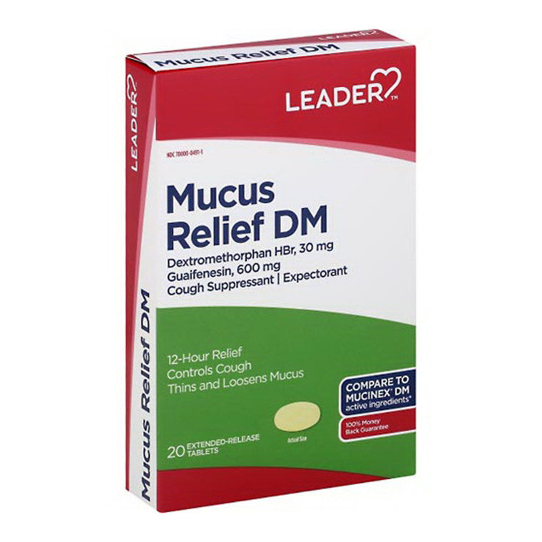 Leader Health Care Leader Health Care Mucus Relief DM 600 Mg Cough Extended Release Tablets Medicine & Drugs