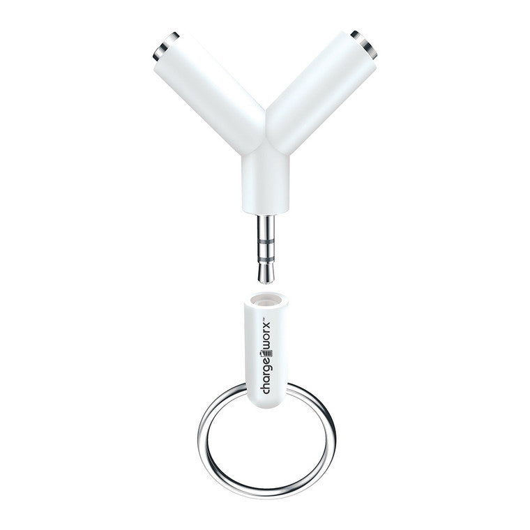 Chargeworx Chargeworx Charge Worx 2-Way Headphone Splitter, White Headphones White Smoke