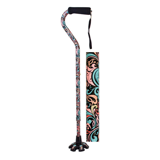 Essential Medical Supply Essential Medical Supply Couture Offset Cane With Matching Standing Tip, Celebration Pattern Canes & Walking Sticks