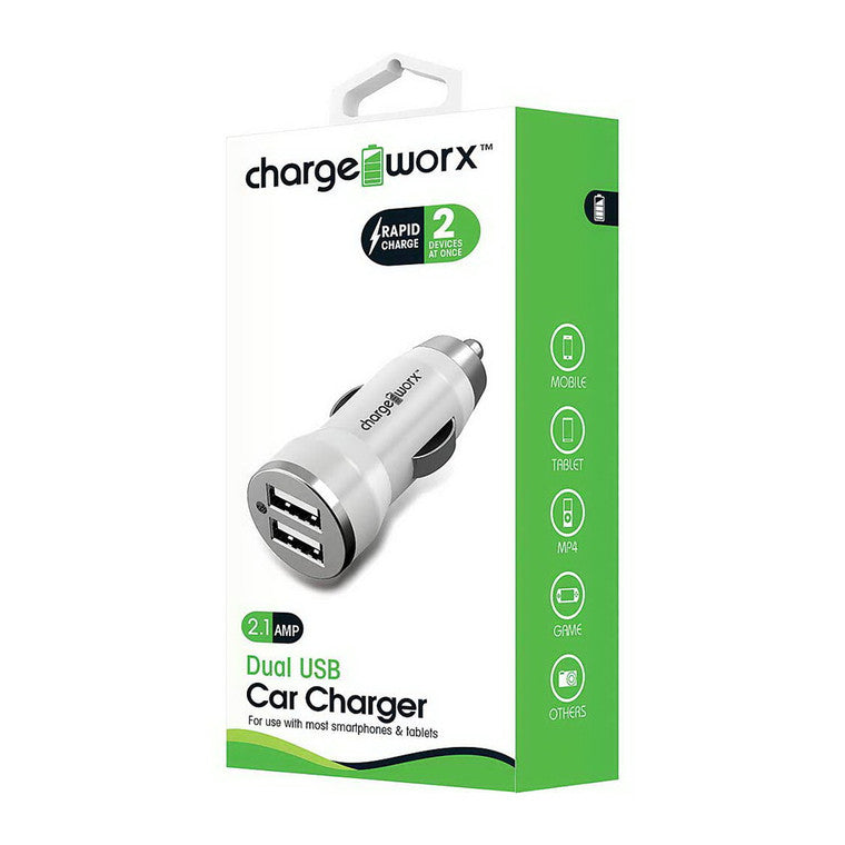 Chargeworx Chargeworx Charge Worx Rapid White Charge Dual Usb Car Charger Power Adapters & Chargers