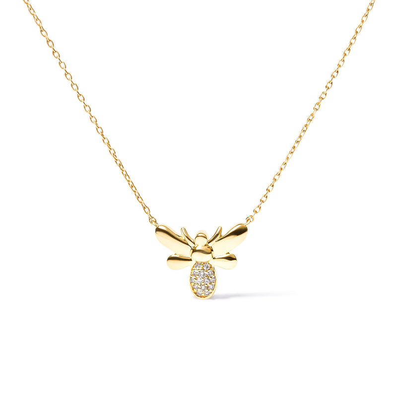 Bids.com 10K Yellow Gold Diamond Accented Bumble Bee Pendant 18" Inch Necklace (H-I Color, I1-I2 Clarity) Necklaces