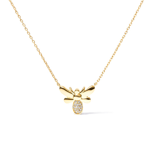 Bids.com 10K Yellow Gold Diamond Accented Bumble Bee Pendant 18" Inch Necklace (H-I Color, I1-I2 Clarity) Necklaces