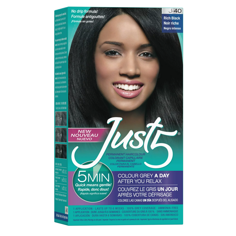 0 Just 5 Women's Minute Permanent Hair Color, Rich Black Hair Color