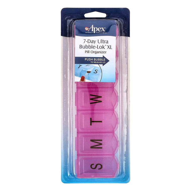 Apex Apex 7-Day Ultra Bubble-Lok XL Pill Organizer Health Care Pale Violet Red