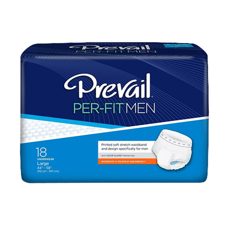 First Quality First Quality Male Adult Absorbent Underwear Prevail Per-Fit Men Pull On With Tear Away Seams Large Disposable M, Count Of 18 Underwear