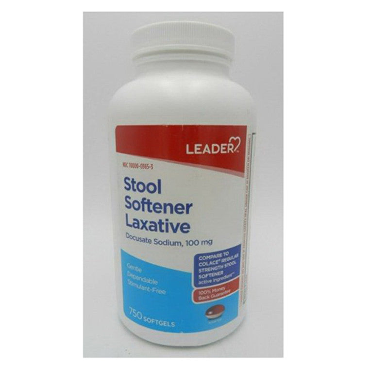 Leader Health Care Leader Health Care Stool Softener Laxative Docusate Sodium 100 Mg Softgels Medicine Cabinets